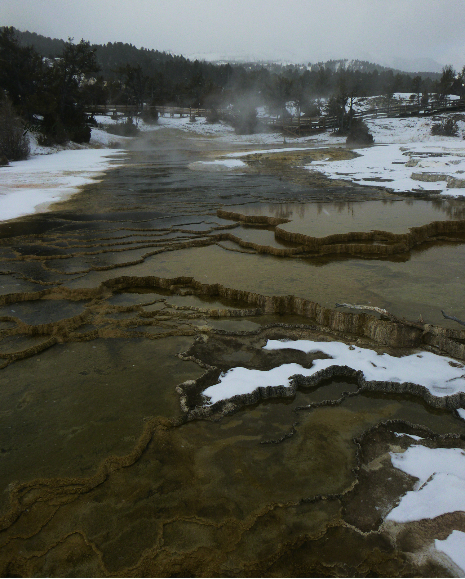 Mammoth Springs Terraces in Snow